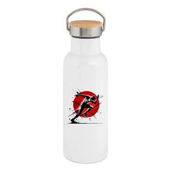 Dynamic Runner Athletic Sports Enthusiast Design - Thermal Bottle with Bamboo Lid - white - Right