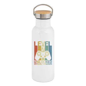 Level 7 Unlocked official teenager - Thermal Bottle with Bamboo Lid - white - Right