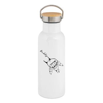new born Daddy and Child New Dad - Thermal Bottle with Bamboo Lid - white - Right