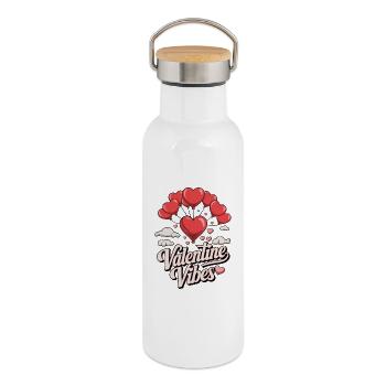 Valentine Vibes für verliebte zu Valentinstag - Thermosflasche mit Bambusdeckel - Weiß - Rechts