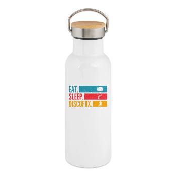 Eat Sleep Discofox Repeat für Tänzer - Thermosflasche mit Bambusdeckel - Weiß - Rechts