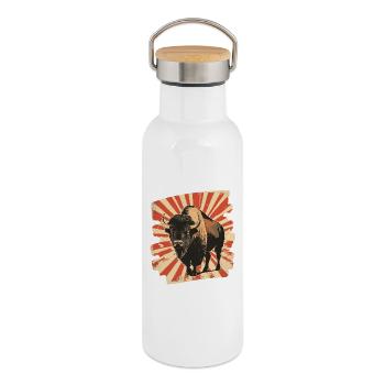Bison - Thermosflasche mit Bambusdeckel - Weiß - Rechts