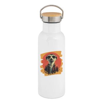 Erdmännchen Retro - Thermosflasche mit Bambusdeckel - Weiß - Rechts