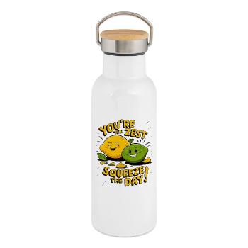 Du bist die Zest | Squeeze the Day Shirt - Thermosflasche mit Bambusdeckel - Weiß - Rechts