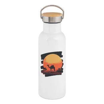 Chameau - Gourde isotherme avec bouchon en bambou - blanc - Droite