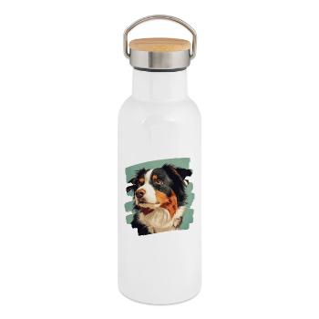 Australian Shepherd - Thermal Bottle with Bamboo Lid - white - Right