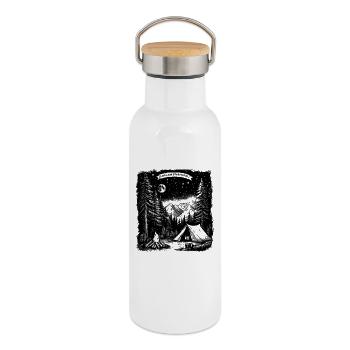 5 Milliarden Sterne Hotel Wandern Natur Geschenk - Thermosflasche mit Bambusdeckel - Weiß - Rechts