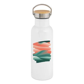 Art abstrait - Gourde isotherme avec bouchon en bambou - blanc - Droite