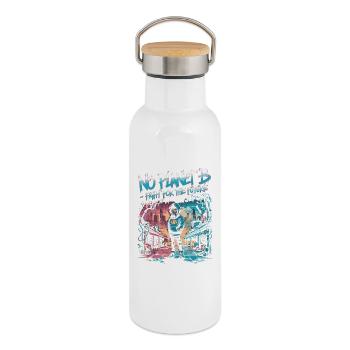 No Planet B – Lutte pour l’avenir - Gourde isotherme avec bouchon en bambou - blanc - Droite