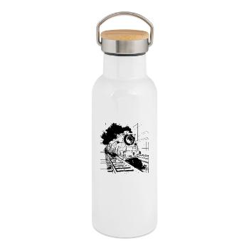 Train - Thermal Bottle with Bamboo Lid - white - Right