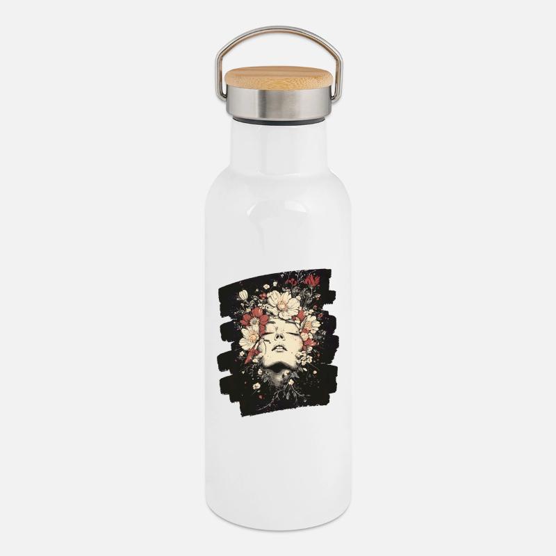 Spring Spring Beginning Flowers - Thermal Bottle with Bamboo Lid - white