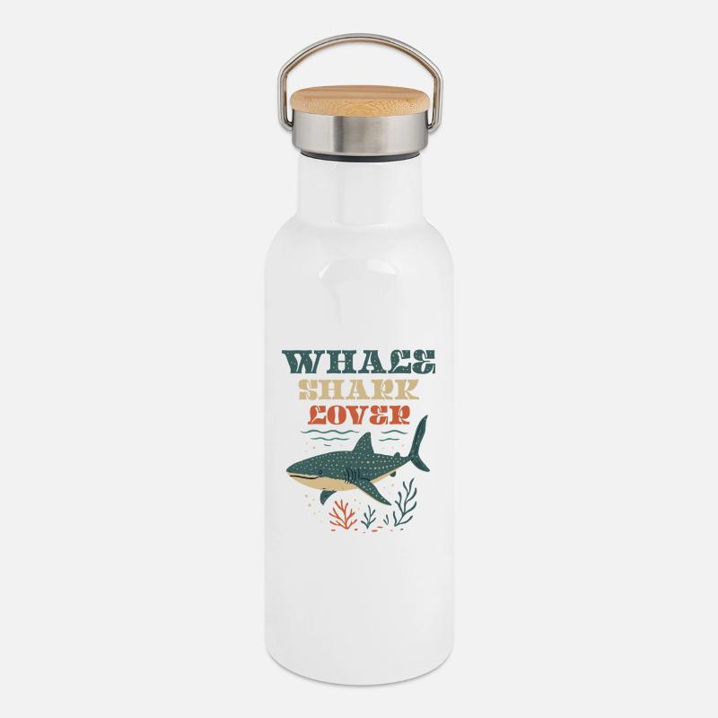 Whale Shark Lover - Gourde isotherme avec bouchon en bambou - blanc