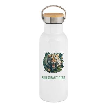 Sumatra-Tiger - Thermosflasche mit Bambusdeckel - Weiß - Rechts