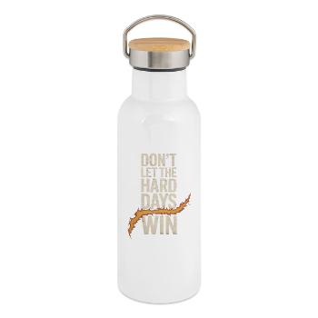 Dont Let The Hard Days Win - Thermal Bottle with Bamboo Lid - white - Right