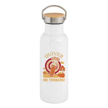 Quiver Me Timbers Funny Archer Archery - Thermal Bottle with Bamboo Lid - white - Right