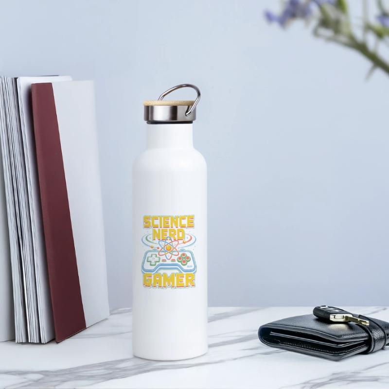 Science Nerd Gamer Atom Controller Wissenschaft Thermal Bottle with Bamboo Lid