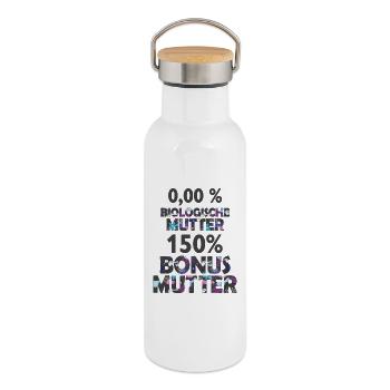 Mutter Mama Bonus Stiefmutter Muttertag Geschenk - Thermosflasche mit Bambusdeckel - Weiß - Rechts