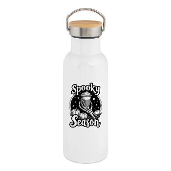 Spooky Season - Halloween Kaffee Skelett - Thermosflasche mit Bambusdeckel - Weiß - Rechts