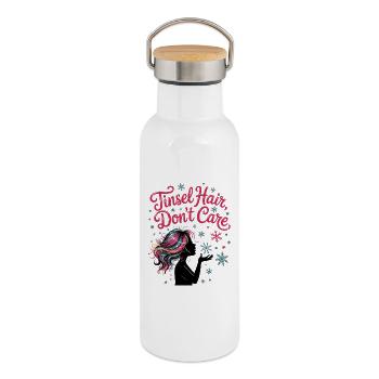 Lametta Haare kümmern sich nicht darum - Thermosflasche mit Bambusdeckel - Weiß - Rechts