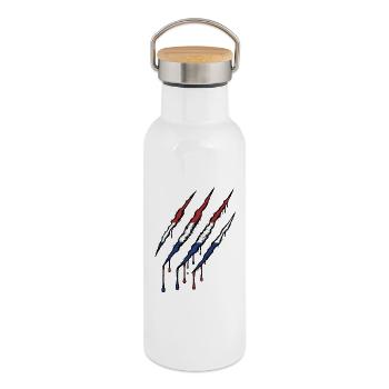 Netherlands Claw Holland Oranje Scratch Marks - Thermal Bottle with Bamboo Lid - white - Right