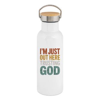 Ich Vertraue Gott Motiv - Thermosflasche mit Bambusdeckel - Weiß - Rechts