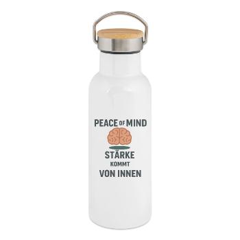 Peace of Mind – Stärke kommt von innen Mindset - Thermosflasche mit Bambusdeckel - Weiß - Rechts