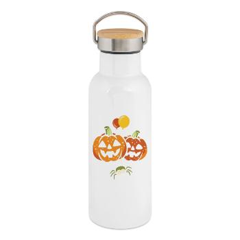 Halloween Party Kürbisse mit Spinne - Thermosflasche mit Bambusdeckel - Weiß - Rechts