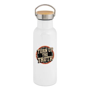 Retro Grunge – Turn Up The Truth - Thermosflasche mit Bambusdeckel - Weiß - Rechts
