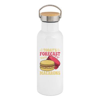 Macaron French Desserts - Thermal Bottle with Bamboo Lid - white - Right