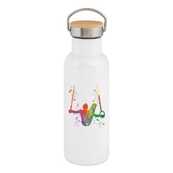 Artistic Gymnastics Rings Artistic Gymnastics - Thermal Bottle with Bamboo Lid - white - Right