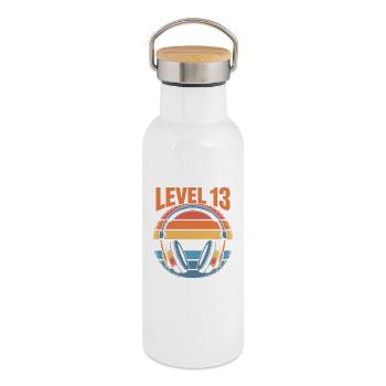 Level 13 Geburtstag Freigeschaltet - Thermosflasche mit Bambusdeckel - Weiß - Rechts