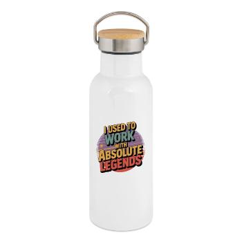 Früher habe ich mit Legend gearbeitet - Thermosflasche mit Bambusdeckel - Weiß - Rechts