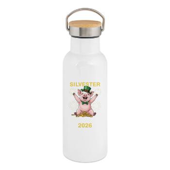 New Year's Eve Outfit 2026 - Thermal Bottle with Bamboo Lid - white - Right