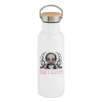 Poupée effrayante Ne dort pas - Gourde isotherme avec bouchon en bambou - blanc - Droite