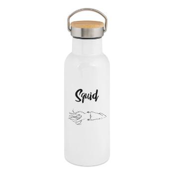 Nautic Design Squid Ink Sketch hand drawn minimal - Thermal Bottle with Bamboo Lid - white - Right