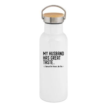 My husband has good taste! (Me too) - Thermal Bottle with Bamboo Lid - white - Right