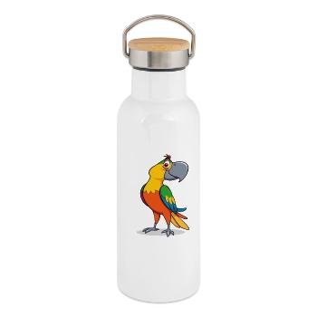 Colorful Parrot Cartoon - Thermal Bottle with Bamboo Lid - white - Right