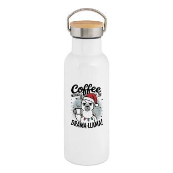 Coffee instead of drama | Office Humor | Colleague Gift - Thermal Bottle with Bamboo Lid - white - Right