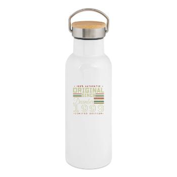 Anniversaire 27 ans | Originale Décembre 1998 - Gourde isotherme avec bouchon en bambou - blanc - Droite