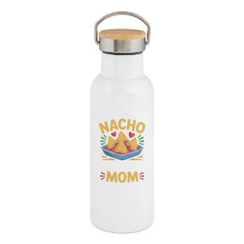 Nacho Maman Moyenne Drôle - Gourde isotherme avec bouchon en bambou - blanc - Droite