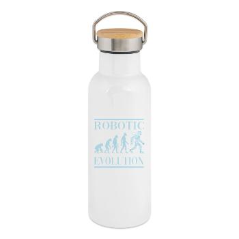 Roboter Evolution Fortschritt Mensch Zukunft - Thermosflasche mit Bambusdeckel - Weiß - Rechts