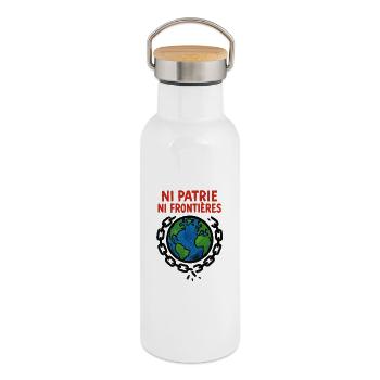 Weder Heimat noch Grenzen - Thermosflasche mit Bambusdeckel - Weiß - Rechts