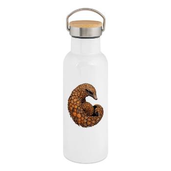 Pangolin Pangolin Pomme de pin Pangolins - Gourde isotherme avec bouchon en bambou - blanc - Droite