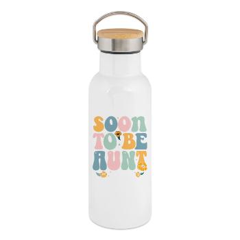 Bald Tante Est 2026 - Thermosflasche mit Bambusdeckel - Weiß - Rechts