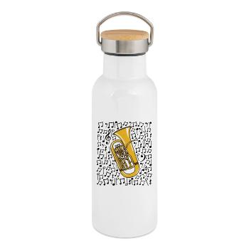 Euphonium-Musikanmerkungen Blechbläser - Thermosflasche mit Bambusdeckel - Weiß - Rechts