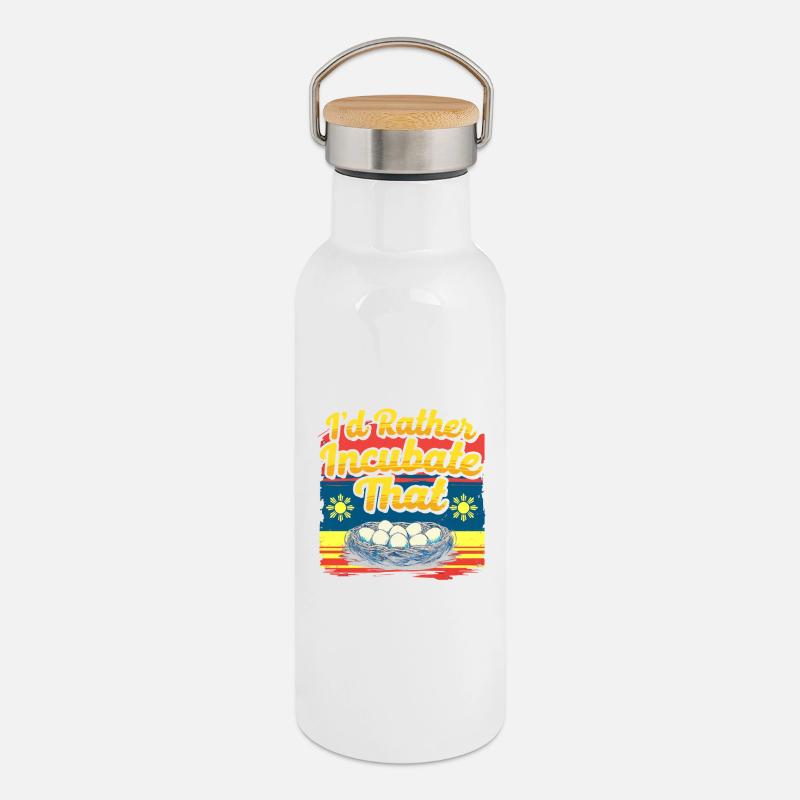 Balut Phillippinen I'd Rather Incubate That - Thermosflasche mit Bambusdeckel - Weiß
