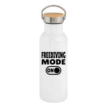 Freediving Mode ON - Taucher - Thermosflasche mit Bambusdeckel - Weiß - Rechts