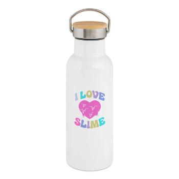Slime Slime Slimy - Gourde isotherme avec bouchon en bambou - blanc - Droite