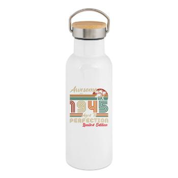 awesome since 1945 - Gourde isotherme avec bouchon en bambou - blanc - Droite