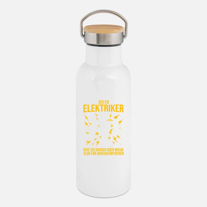 Elektriker, ich bin Elektriker, Elektriker, lustig - Thermosflasche mit Bambusdeckel - Weiß